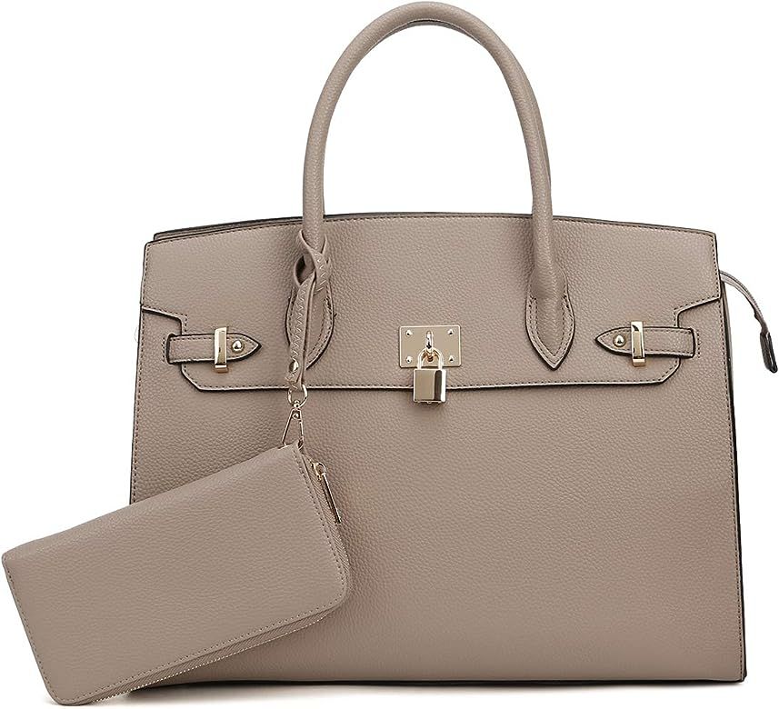 Women's Designer Top Handle Satchel Handbag Tote Bag Briefcase 2pc set | Amazon (US)