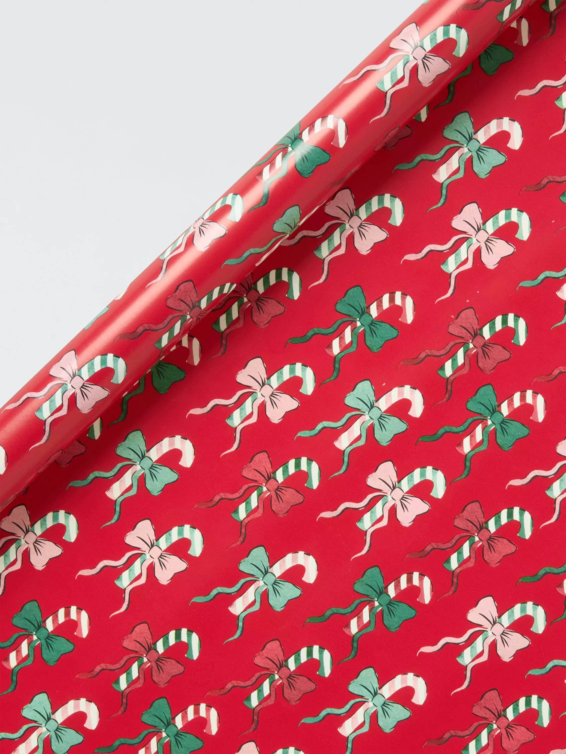 John Lewis Candy Cane Bows Wrapping Paper, L4m, Multi | John Lewis (UK)