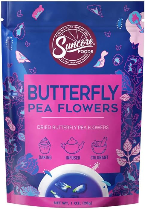 Suncore Foods Dried Butterfly Pea Flowers Bloom, Caffeine-Free Tea, Gluten-Free, Non-GMO, 1oz (1 ... | Amazon (US)