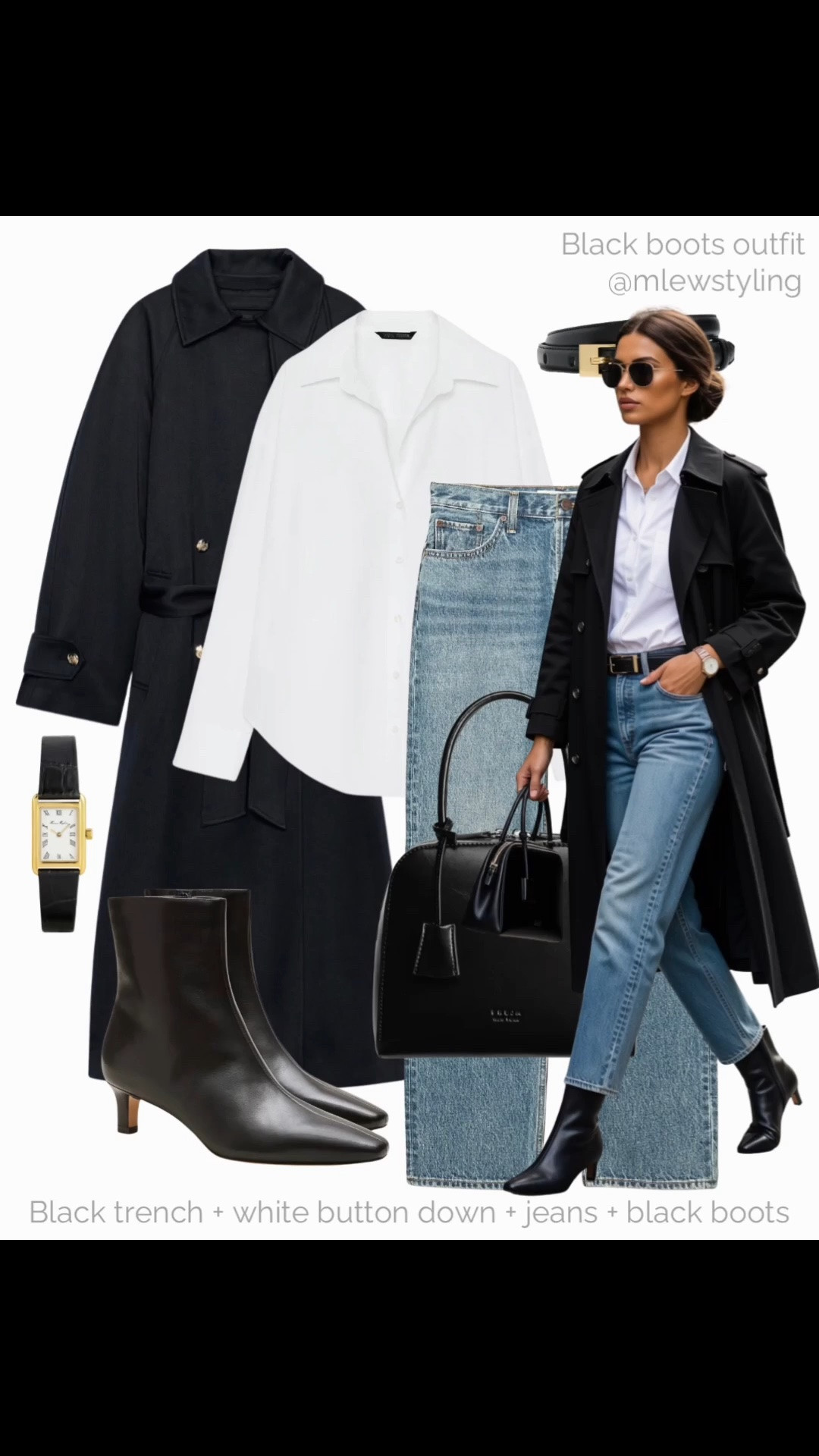 Simple & classic fall outfit ✨

Tags: elevated autumn outfit, black trench coat, white button down, Aritzia straight leg jeans, Sézane black boots, freja nyc bag, black & gold belt, old money style, black watch, office outfit, capsule wardrobe

#LTKfall #LTKjeans #LTKworkwear