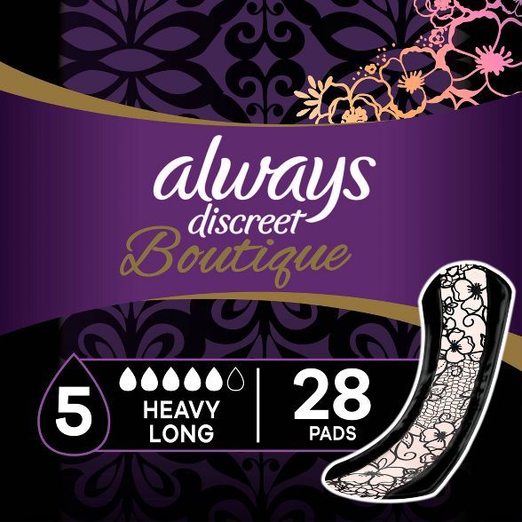 Always Discreet Boutique Incontinence and Postpartum Incontinence Pads - Heavy Absorbency - Long ... | Target