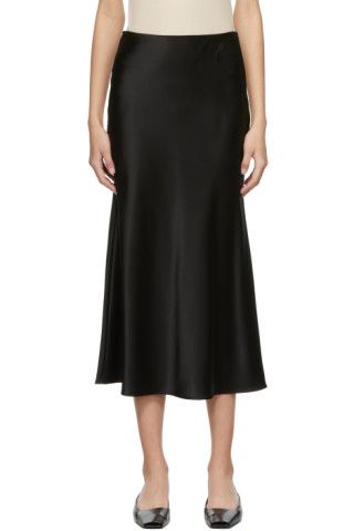 Black Satin Bias Cut Skirt | SSENSE