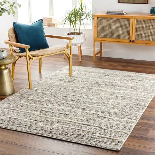 Merryn Handmade Abstract Striped Wool Area Rug. - Overstock - 35926839 | Bed Bath & Beyond