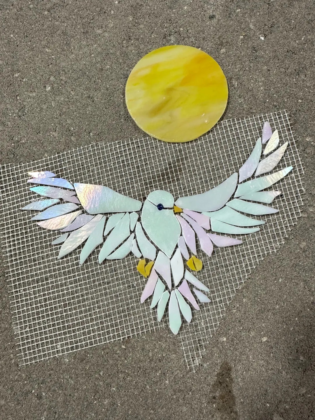 Iridescent White Stained Glass Dove Precut Mosaic Kit - Etsy | Etsy (US)