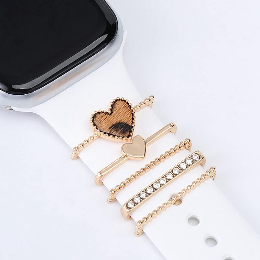 5 Pieces/set Metal Decorative Ring Loops for Apple Watch Series 7 / 6 /5/4/3/2/1 Band Silicone Strap | Amazon (US)