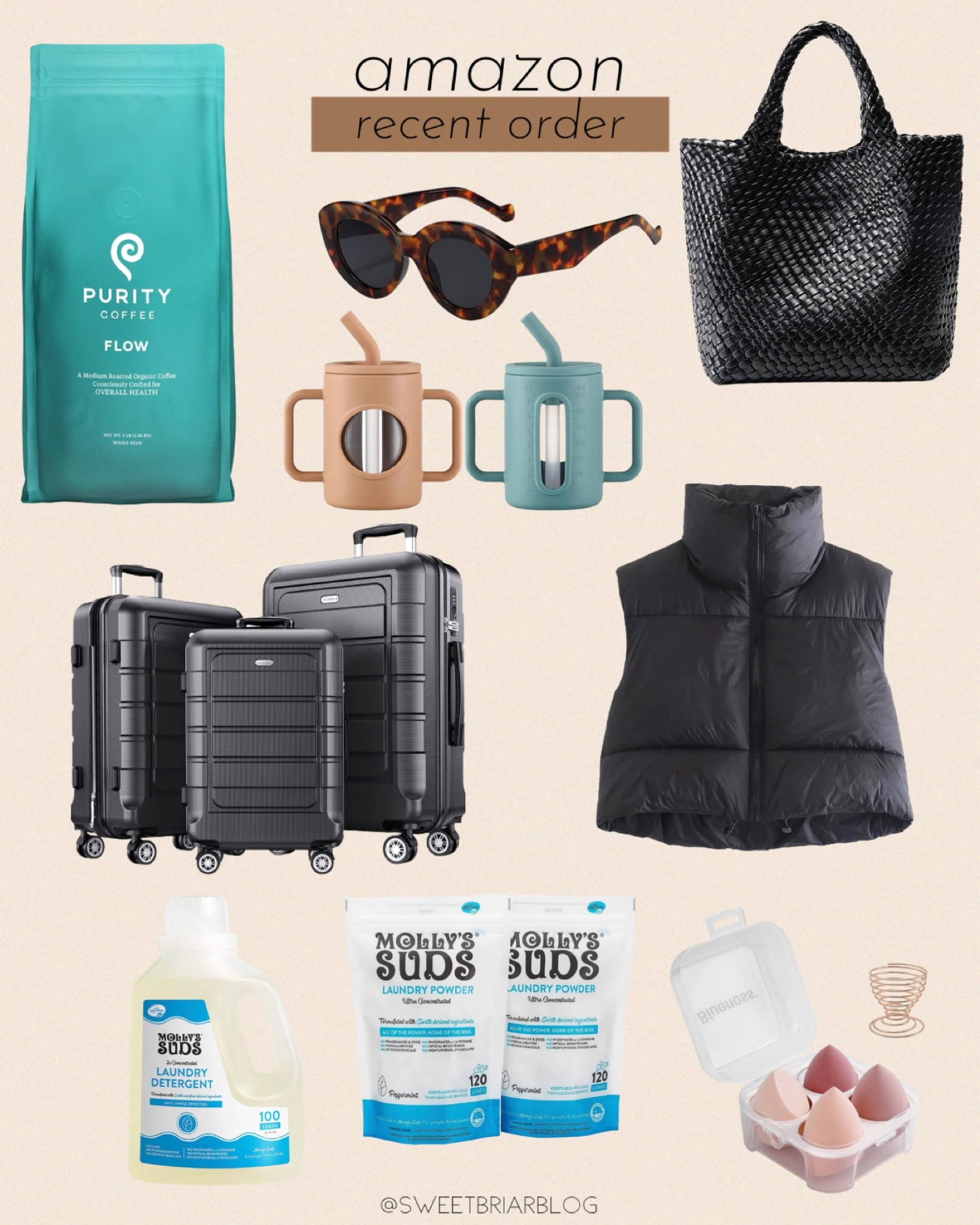 recent Amazon order // Amazon travel essentials // amazon puffer vest // amazon glass toddler cups // clean products // Molly suds // purity coffee 

#LTKCyberWeek #LTKGiftGuide #LTKHoliday