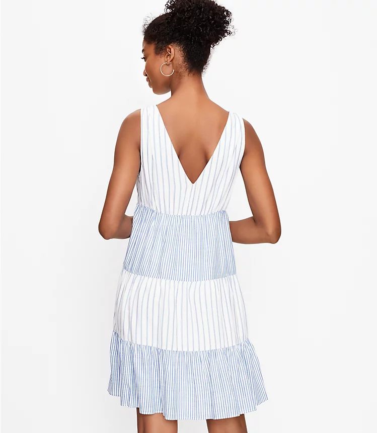 Striped Tiered Double V Swing Dress | LOFT | LOFT