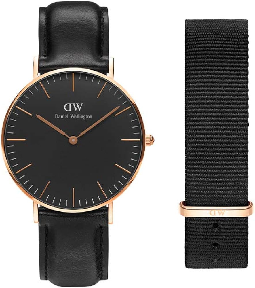 Daniel Wellington Gift Set, Classic Sheffield 36mm Rose Gold Watch with Cornwall NATO Strap | Amazon (US)