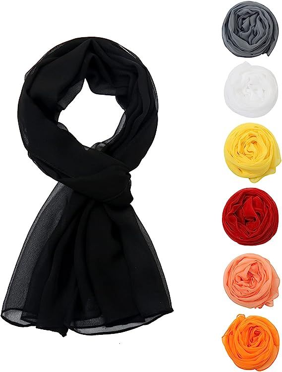 Solid Color Scarves Silk Long Scarf Lightweight Accent Scarfs for Women | Amazon (US)