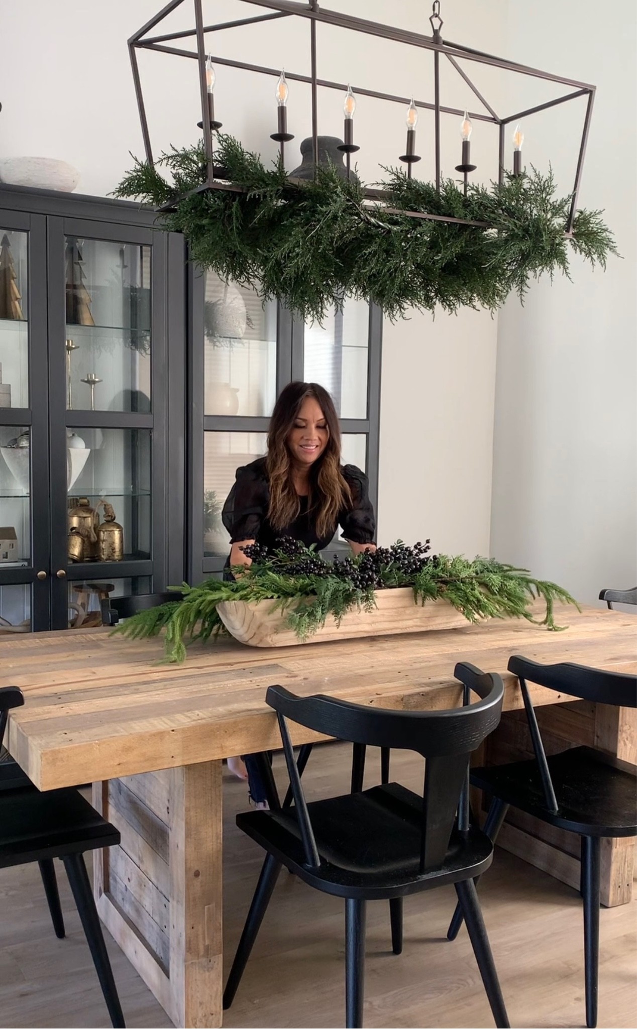 Holiday Decor
Dining table decor 
Holiday tablescape 
Christmas decor 
Faux cedar 
Garland 

#LTKSeasonal #LTKhome #LTKunder100