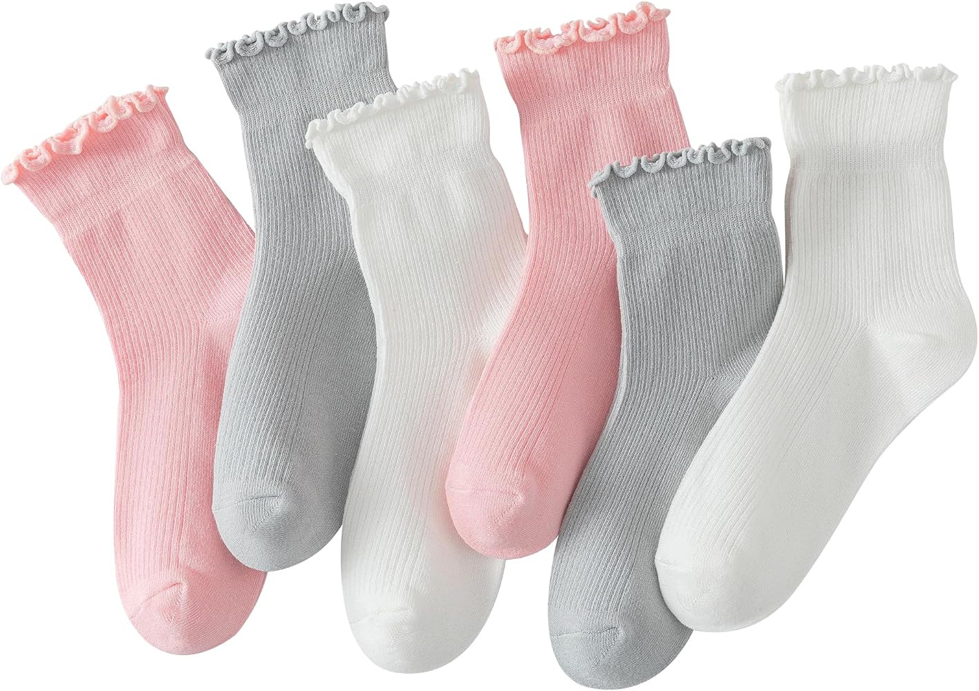 Hstyle 6 Pairs of Ruffle Socks Women, Cute Ruffle Ankle Socks | Amazon (US)
