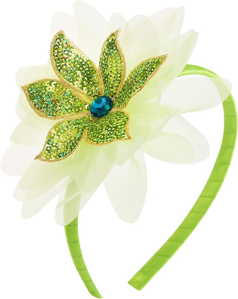 JiaDuo Girls Princess Costume Headband Green Flower Headwear Halloween Dress up Accessories | Amazon (US)