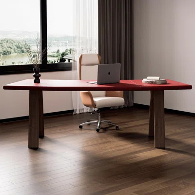 Red Free Form Solid Wood+Barenia desk | Wayfair North America