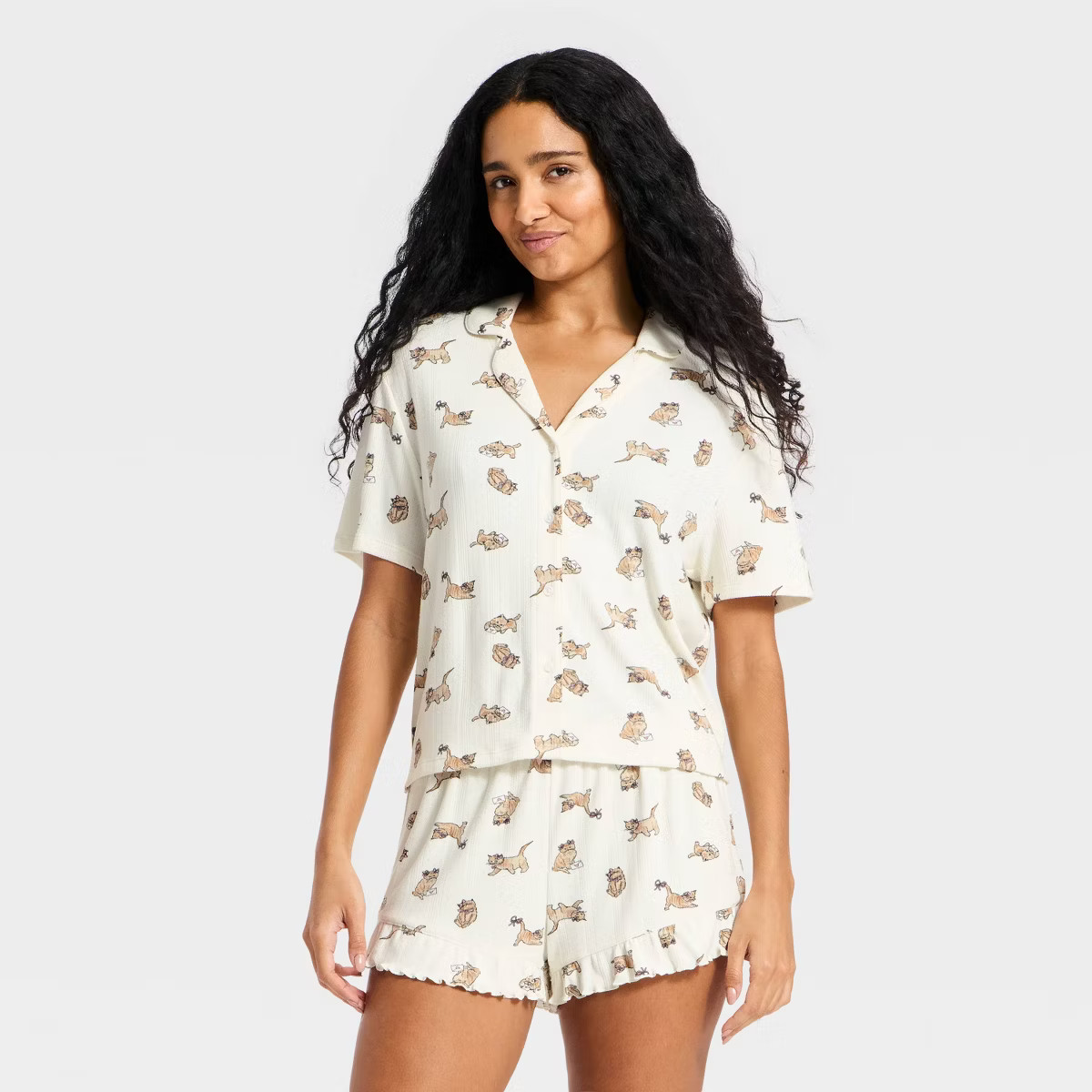 Women's Pointelle Notch Collar Shirt and Shorts Pajama Set - Wild Fable™ | Target