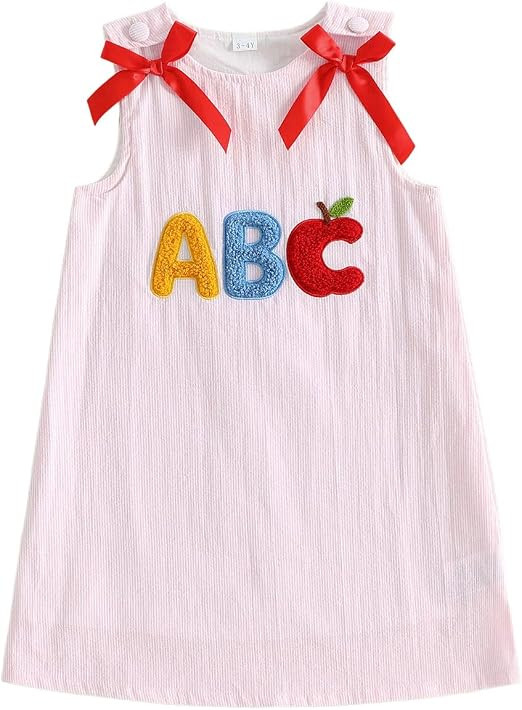 Baby Girl Back to School Outfit Toddler Summer Tank Dress Clothes | Little Girls Sleeveless Round... | Amazon (US)