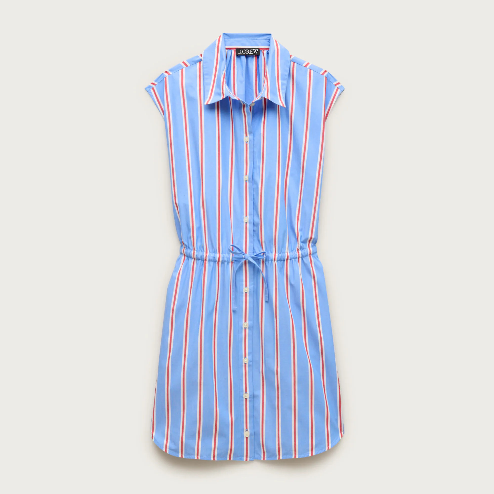 Cap-sleeve shirt-dress in striped cotton poplin | J. Crew US