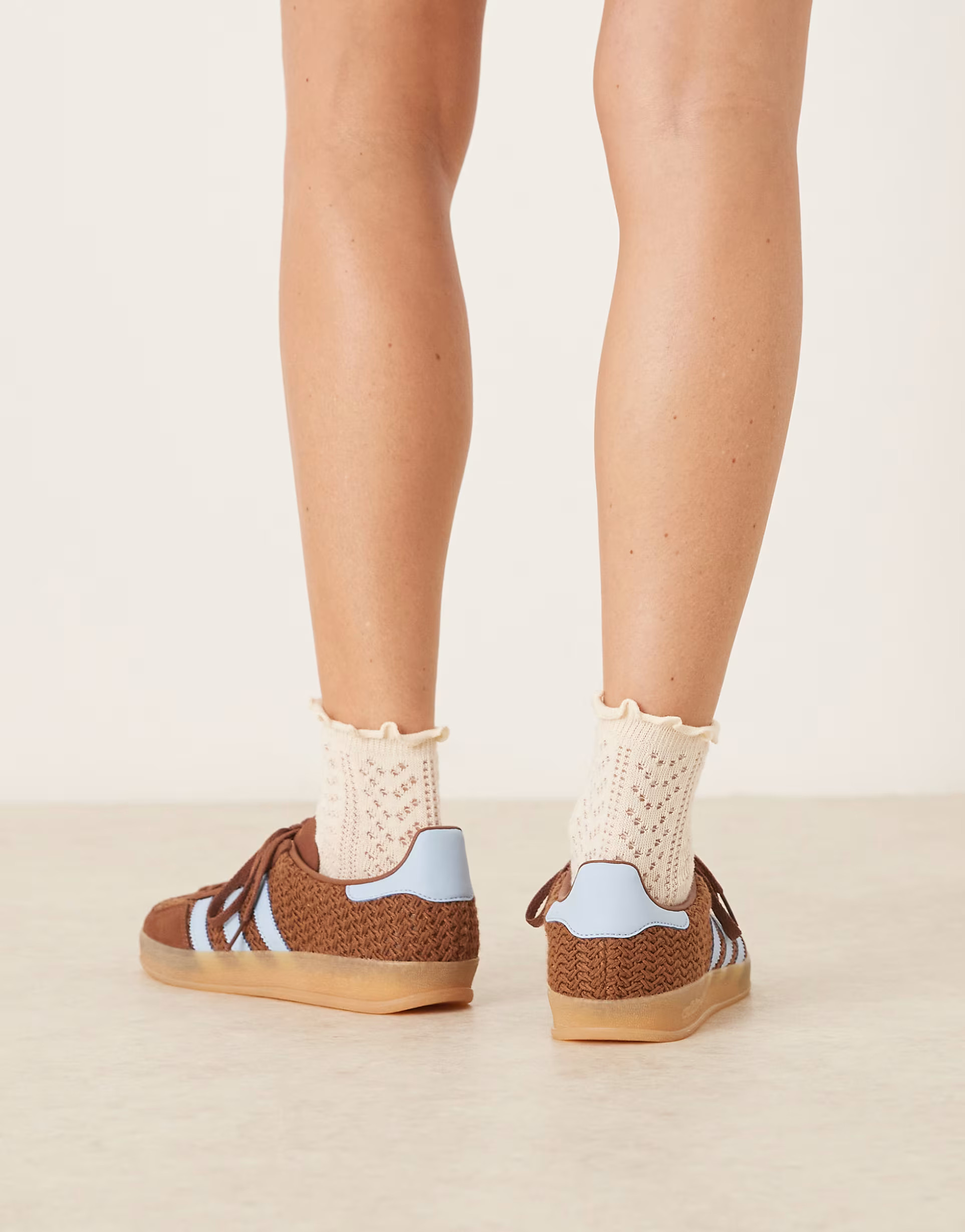 adidas Originals Gazelle Indoor trainers in light brown and blue woven | ASOS (Global)