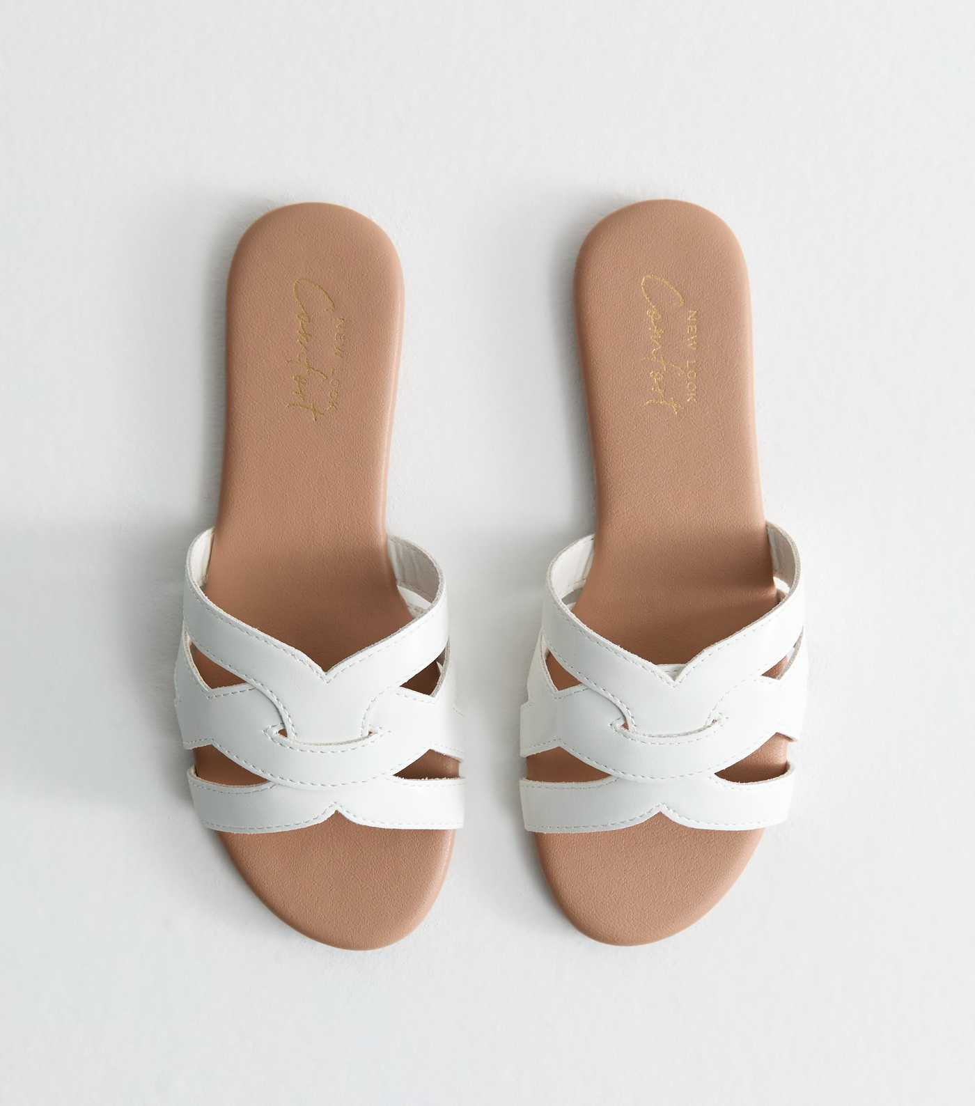 White Faux Leather Cut Out Interwoven Strap Sandals | New Look | New Look (UK)