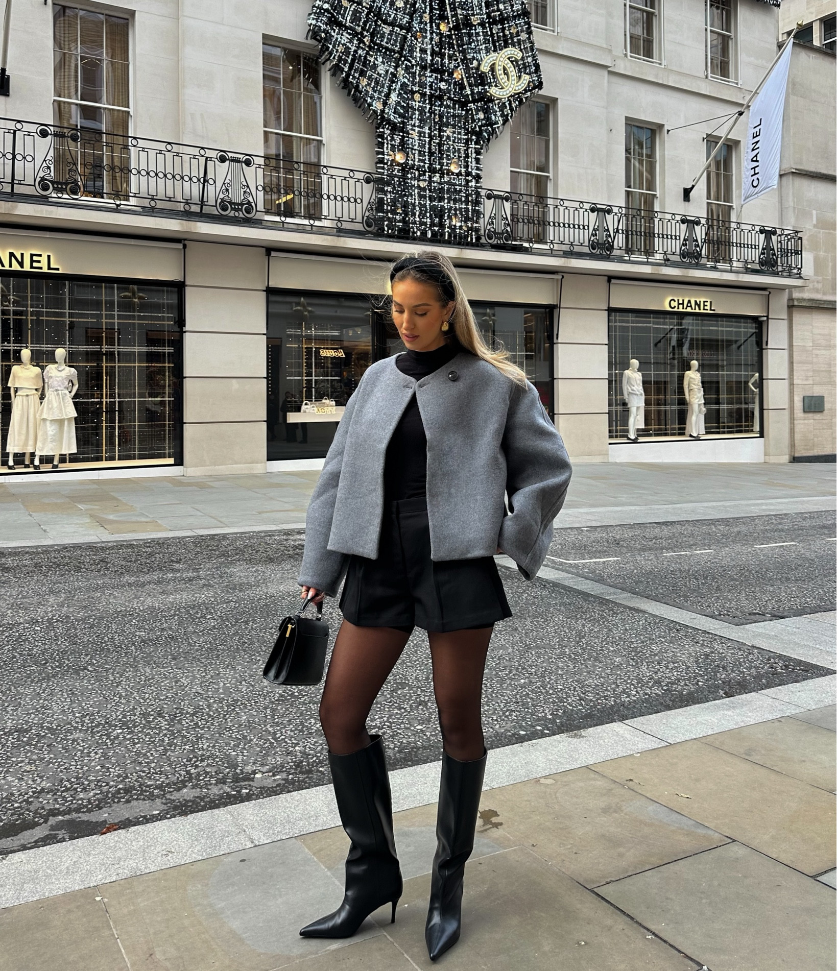 All Grey Outfit Link, Winter Outfit, High Knee Boots, Mini Shorts in Black, Wool Blend Jacket, Topshop, ASOS, Amazon 

#LTKWinterSale #LTKwinter #LTKuk