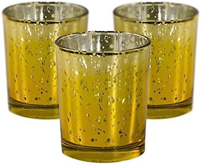 Mister Candle - Unscented Gold Mercury Filled Glass Votive Candles Jar, Perfect Home Decoration, Wed | Amazon (US)