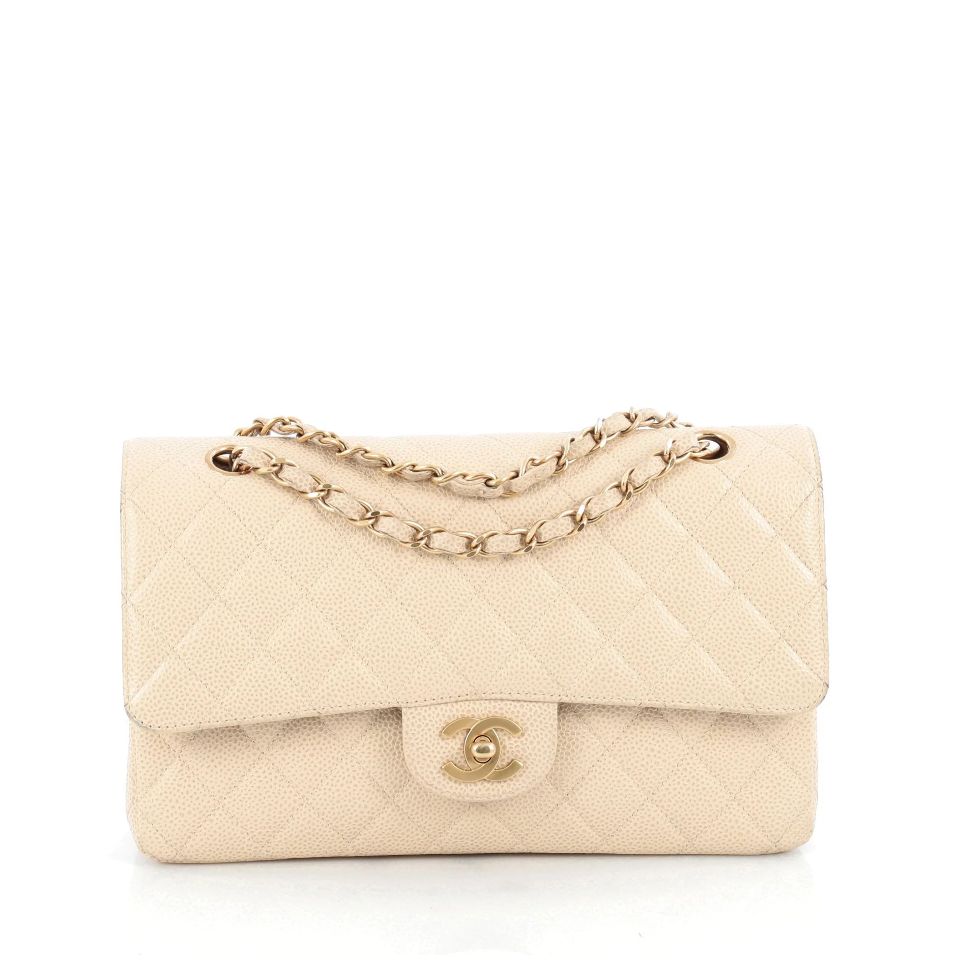 Chanel Vintage Classic Double Flap Bag Quilted Caviar Medium | Rebag