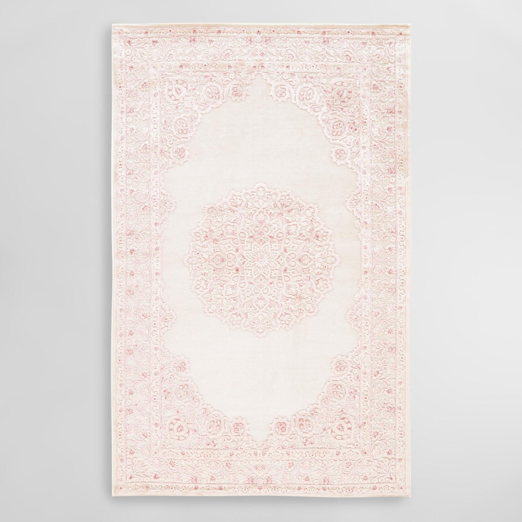 Pale Pink And White Medallion Hasna Area Rug - 8' x 10' by World Market 7Ft6"x9Ft6" | World Market