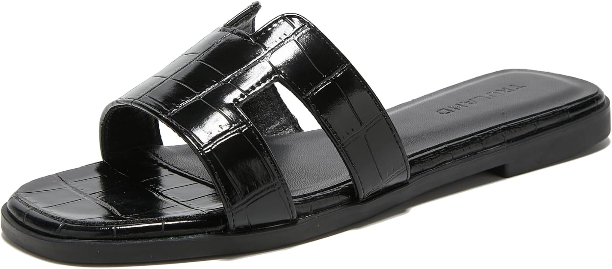 TRULAND H Strap Flat Slide Sandals for Women - Cute Fashion Open Toe Summer Dressy Sandals | Amazon (US)