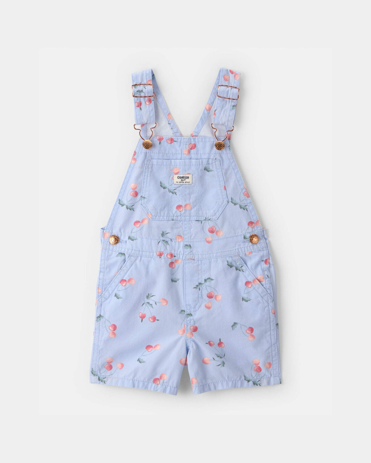 Toddler Girl Cherry Canvas Shortall - Blue | Carter's Inc