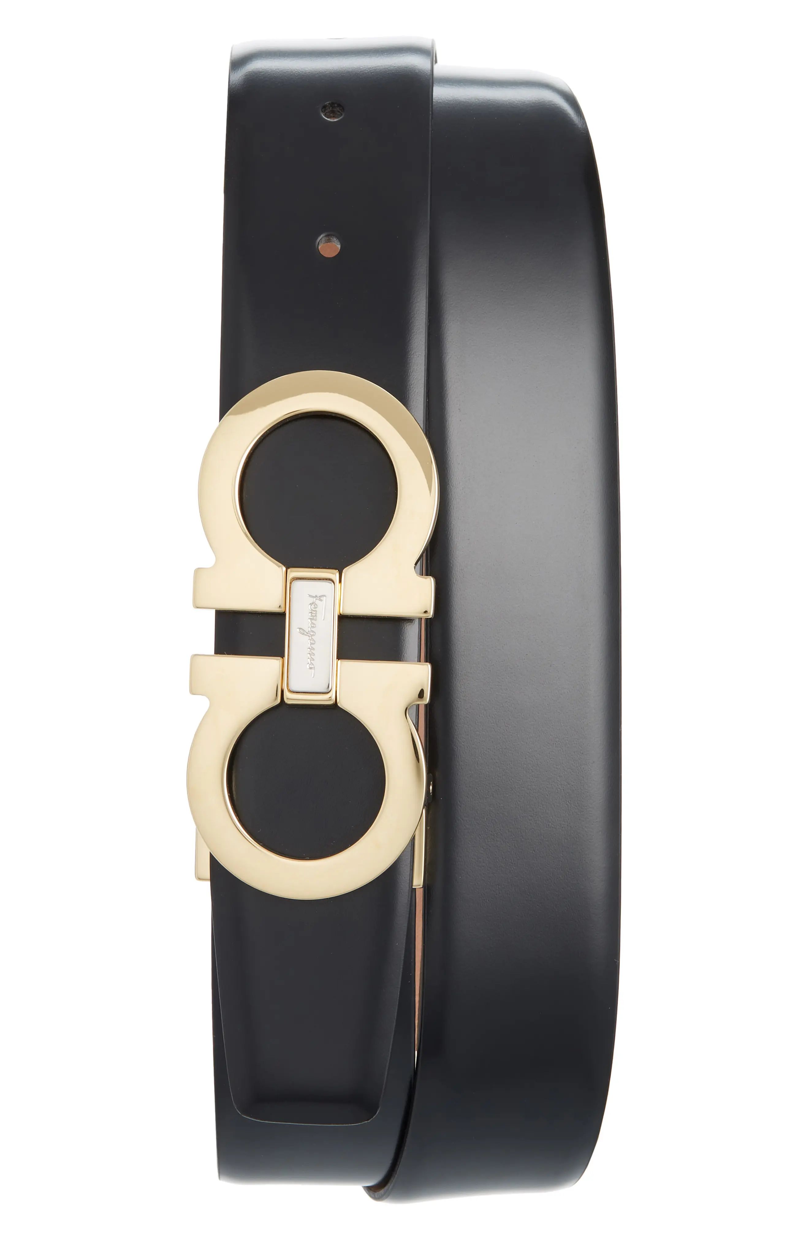 Men's Big & Tall Salvatore Ferragamo Leather Belt, Size 46 - Black | Nordstrom