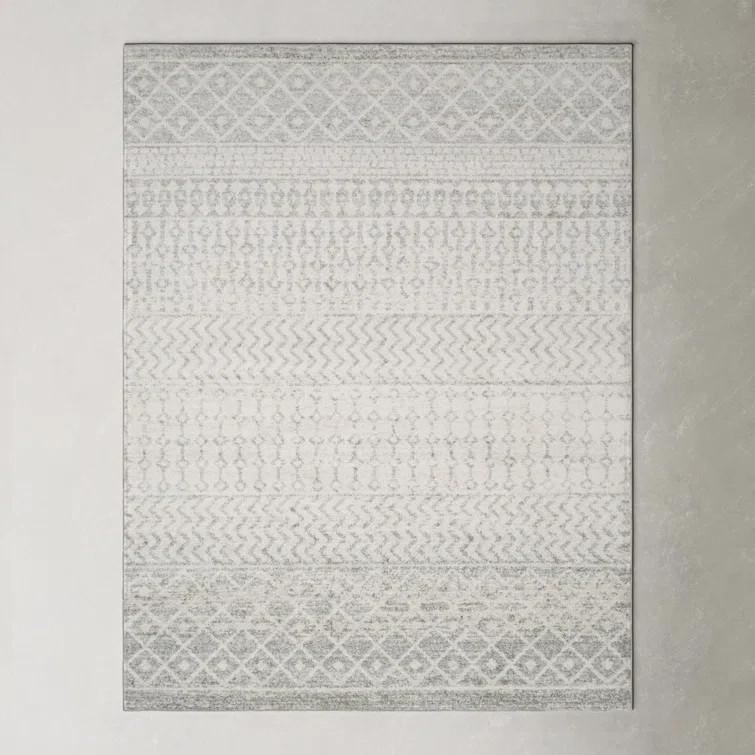 Kenmore Geometric Area Rug in Light Gray/Gray/White | Wayfair North America