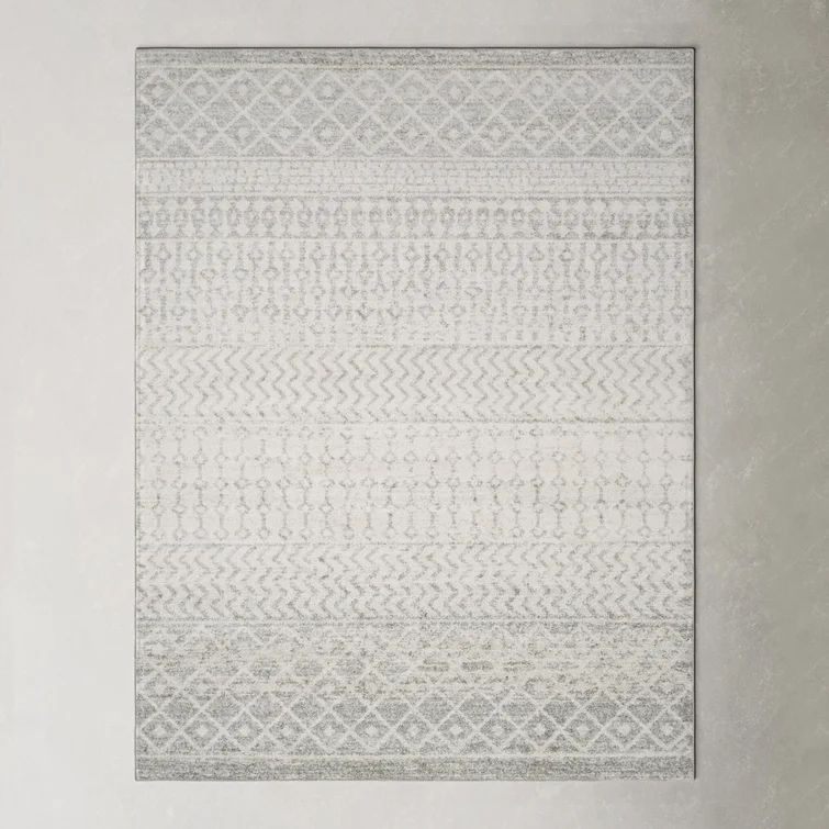 Kenmore Geometric Area Rug in Light Gray/Gray/White | Wayfair North America