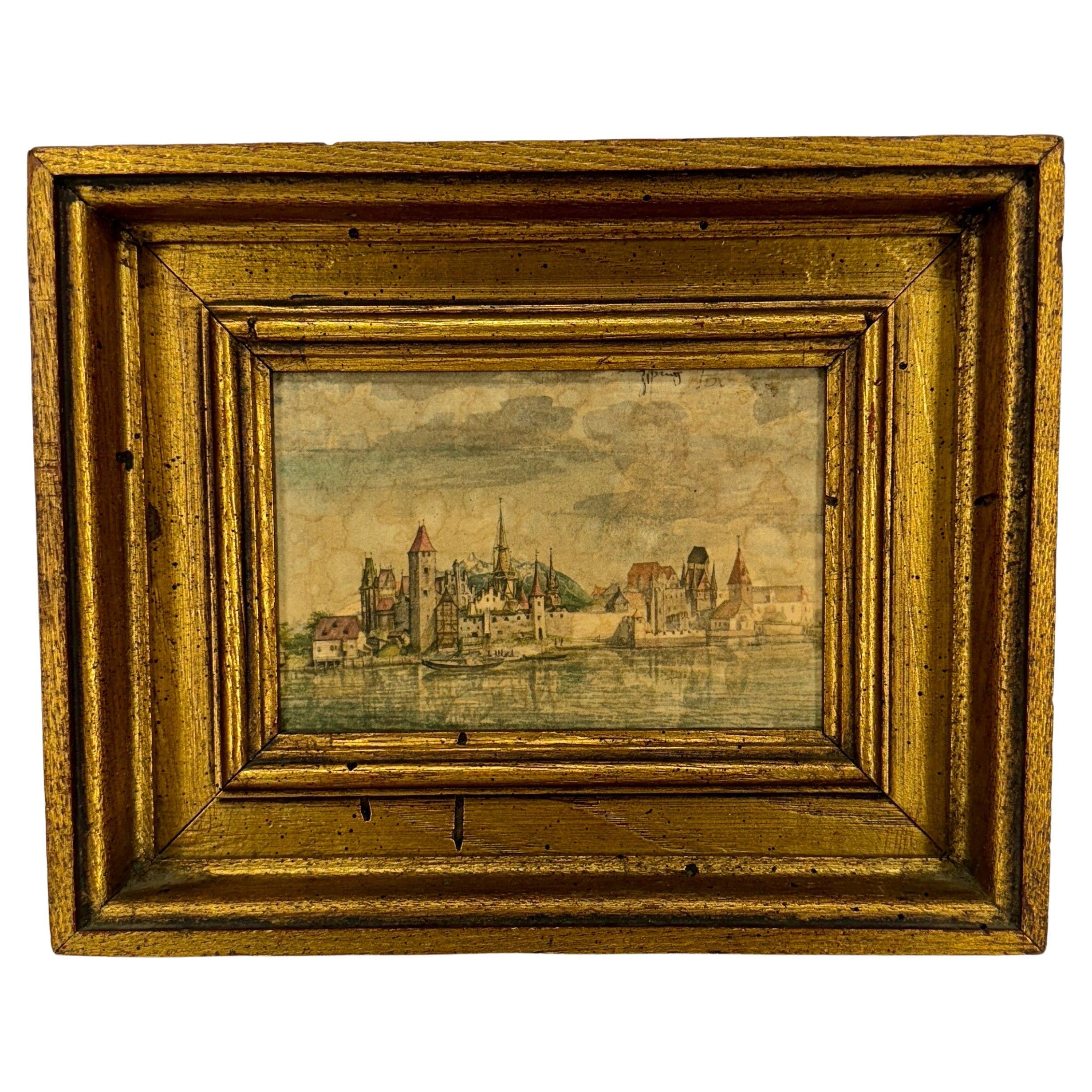 Mid-Century Framed Print of View of Innsbruck from Artist Durer | 1stDibs