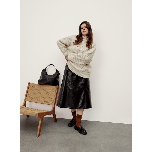 Cream Funnel Neck Cable Knit Jumper L | Tu Clothing