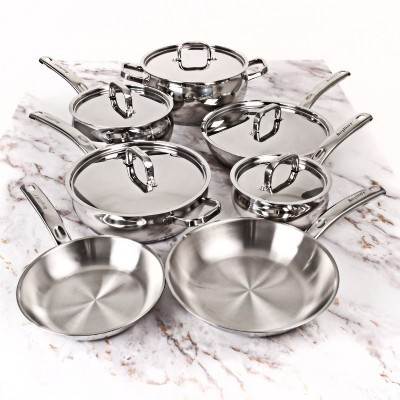BergHOFF 12Pc 18/10 Stainless Steel Cookware Set with Stainless Steel Lid, Belly Shape | Target