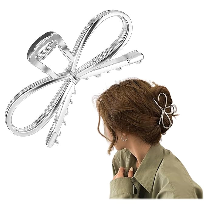 Women's Elegant Bowknot Design Hair Claw, Metal Bow Claw Hair Clips for Women, Casual Hollow Out ... | Amazon (US)