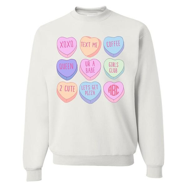 Monogrammed 'Candy Hearts' Crewneck Sweatshirt | United Monograms