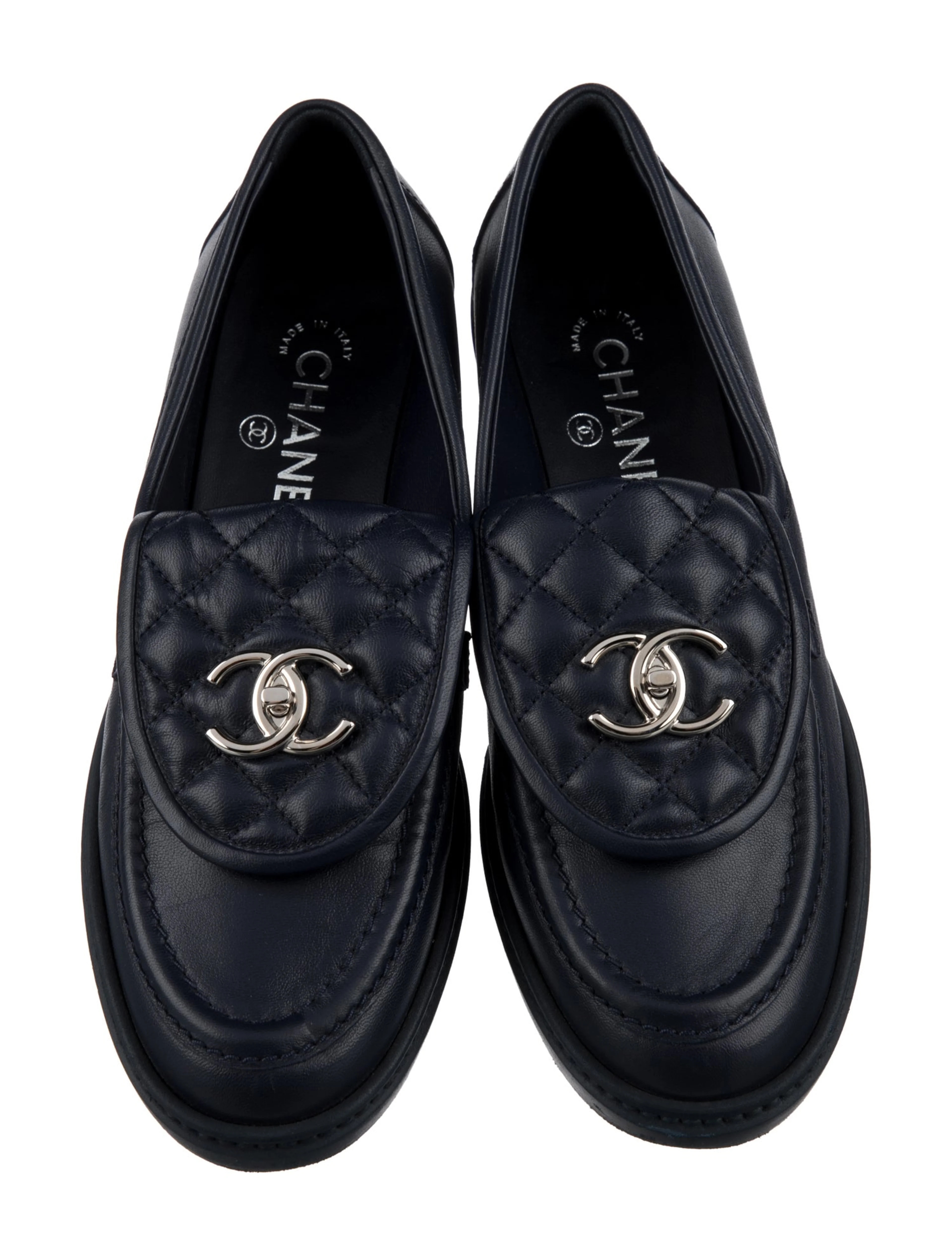 Interlocking CC Logo Lambskin Loafers | The RealReal