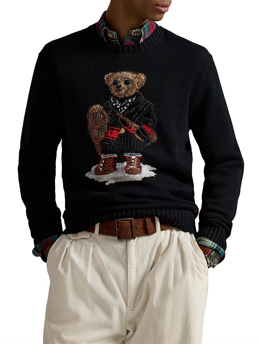 Men's Polo Bear Crewneck Sweater - Polo Black Holiday Bear - Size XXL | Saks Fifth Avenue