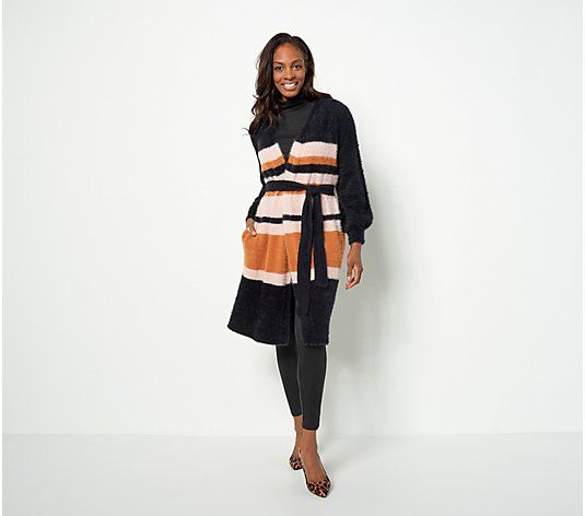 Girl With Curves Stripe Statement Cardigan | QVC