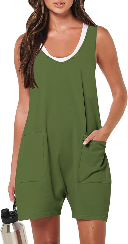 ANRABESS Women's Summer Casual Sleeveless Rompers Loose Tank Top Shorts Jumpsuit Overalls with Po... | Amazon (US)