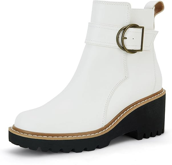Womens Platform Ankle Boots Lug Sole Chunky Block Heel Booties Side Zipper Comfort Fashion Combat... | Amazon (US)