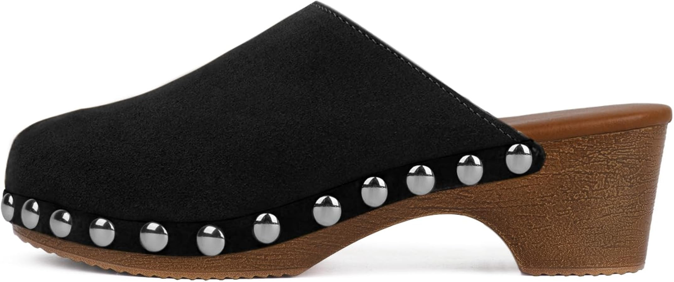 KISSASA Studded Clogs for Women Platform Low Chunky Heels Mules Slip on Closed Round Toe Mules | Amazon (US)