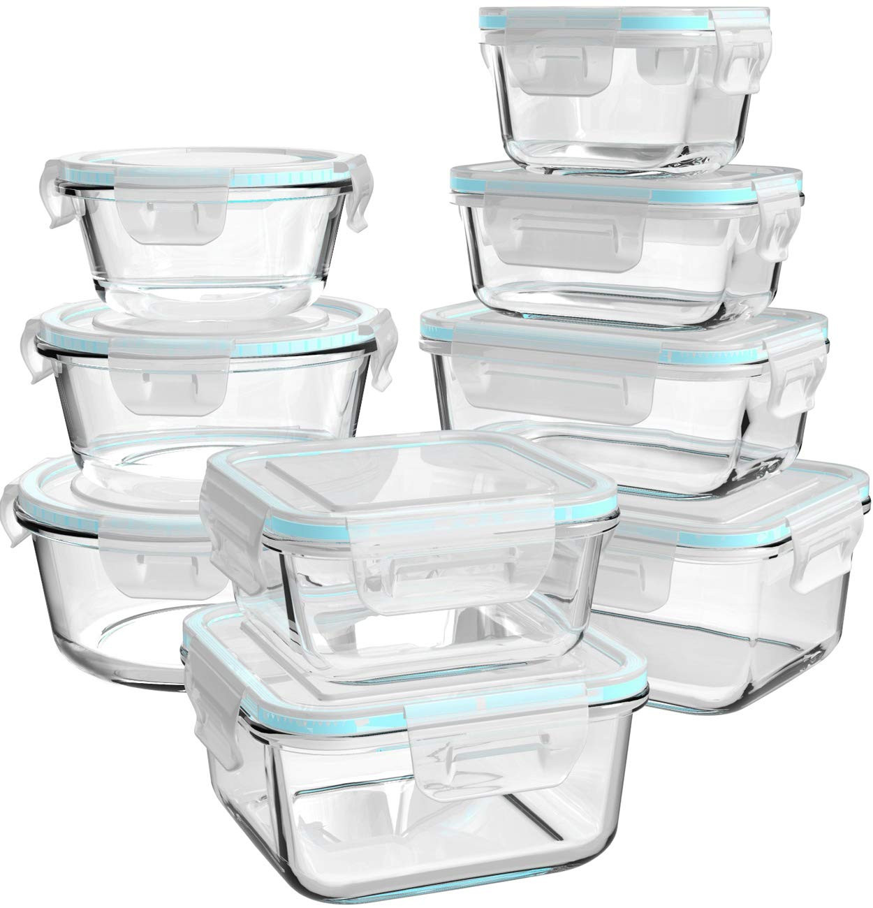 Glass Food Storage Containers with Lids, [18 Piece] Glass Meal Prep Containers, Containers for Fo... | Amazon (US)