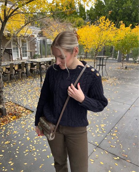 Sezane cable knit sweater, navy blue and brown outfit 

#LTKstyletip #LTKworkwear #LTKitbag