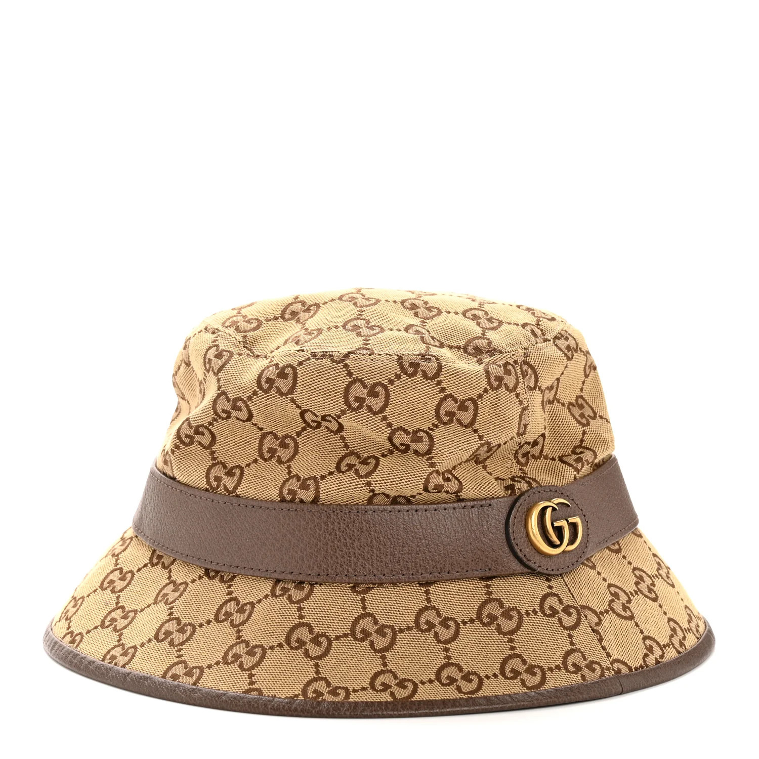 Monogram Textured Dollar Calfskin GG Jago Bucket Hat M Cacao Beige | FASHIONPHILE (US)
