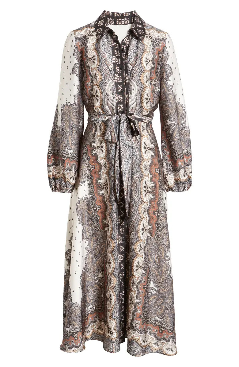 Tie Belt Long Sleeve Midi Shirtdress | Nordstrom