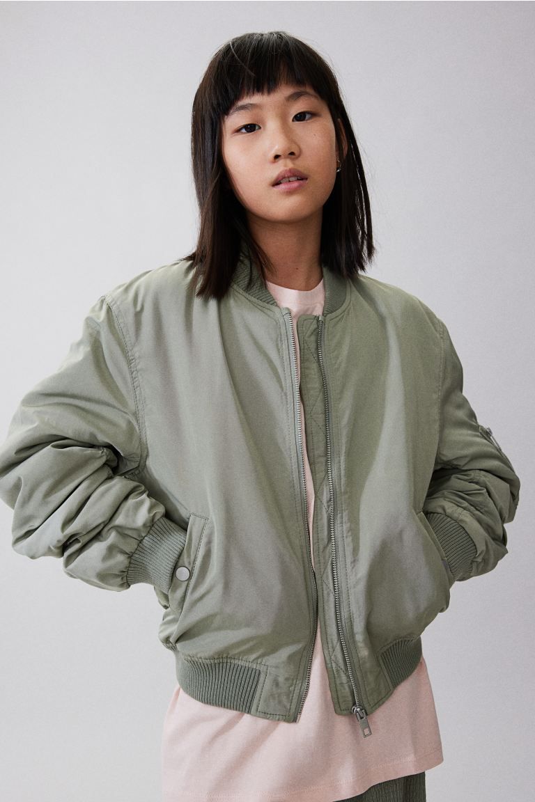 Bomber jacket - Khaki green - Kids | H&M GB | H&M (UK, MY, IN, SG, PH, TW, HK)