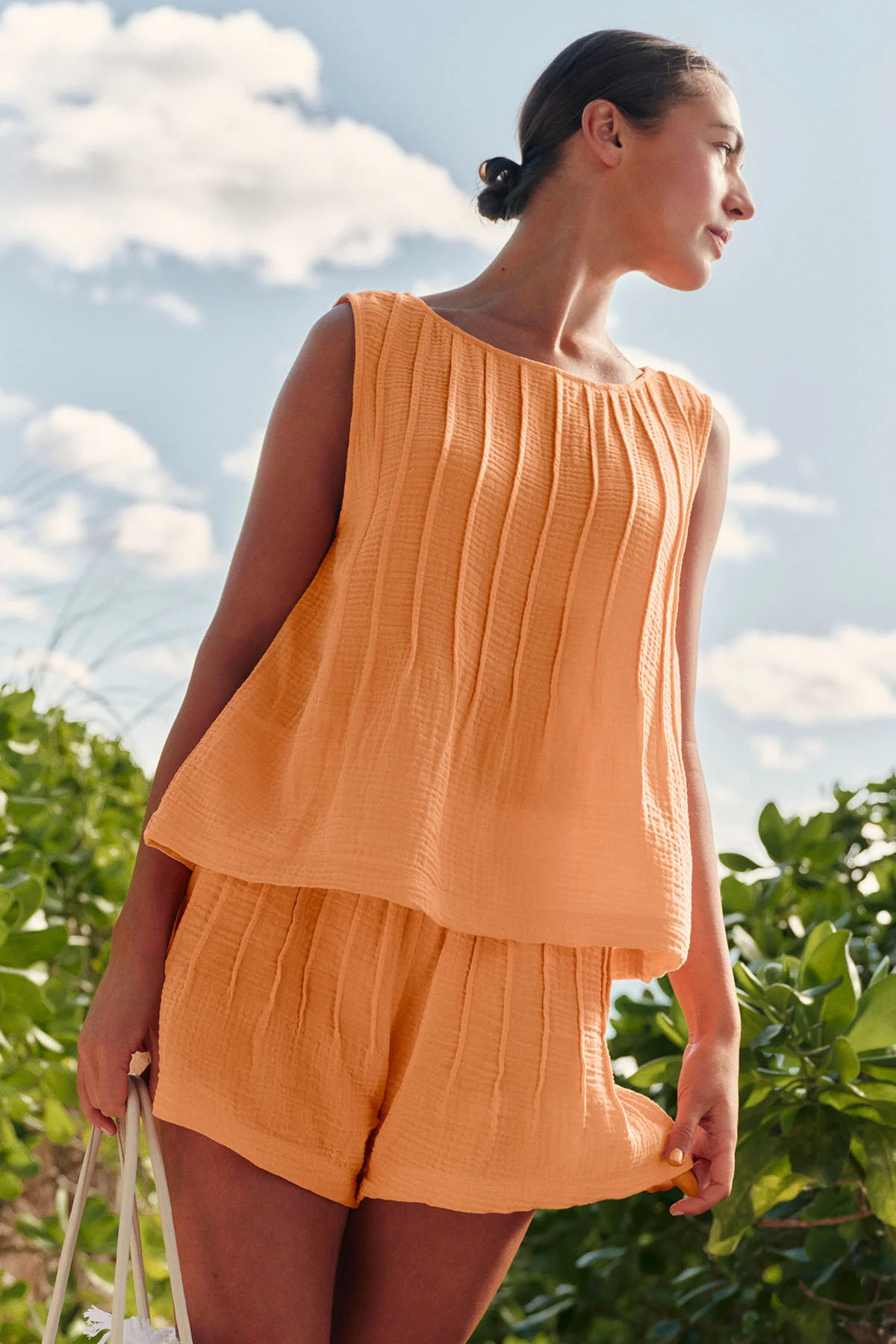 Monaco Shorts Set in Marigold Gauze | Lake Pajamas