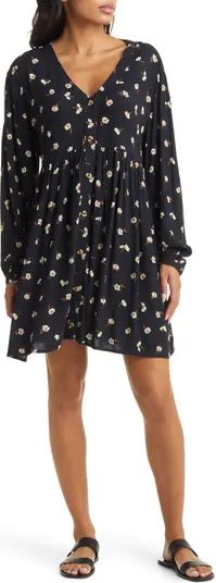 Wishin' Well Floral Print Long Sleeve Babydoll Dress | Nordstrom