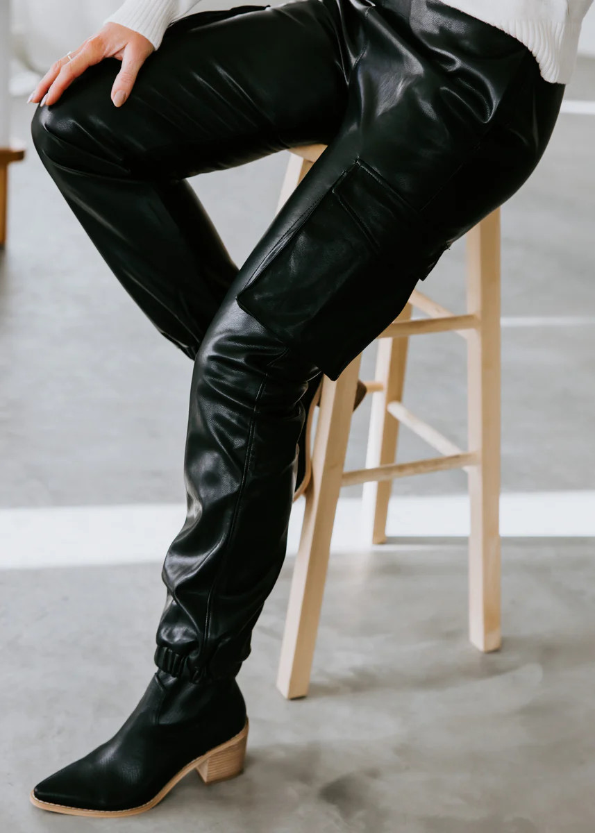 Rayne Vegan Leather Cargo Joggers | Lauriebelles